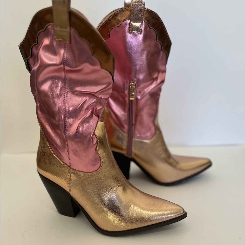 Metallic Pink/Gold Cowgirl Boots